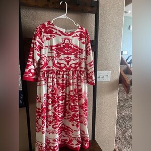 Red and White Patterned Dress